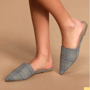 Lulus Black Plaid O' Dorsay Slip Ons NEW Sz 6W